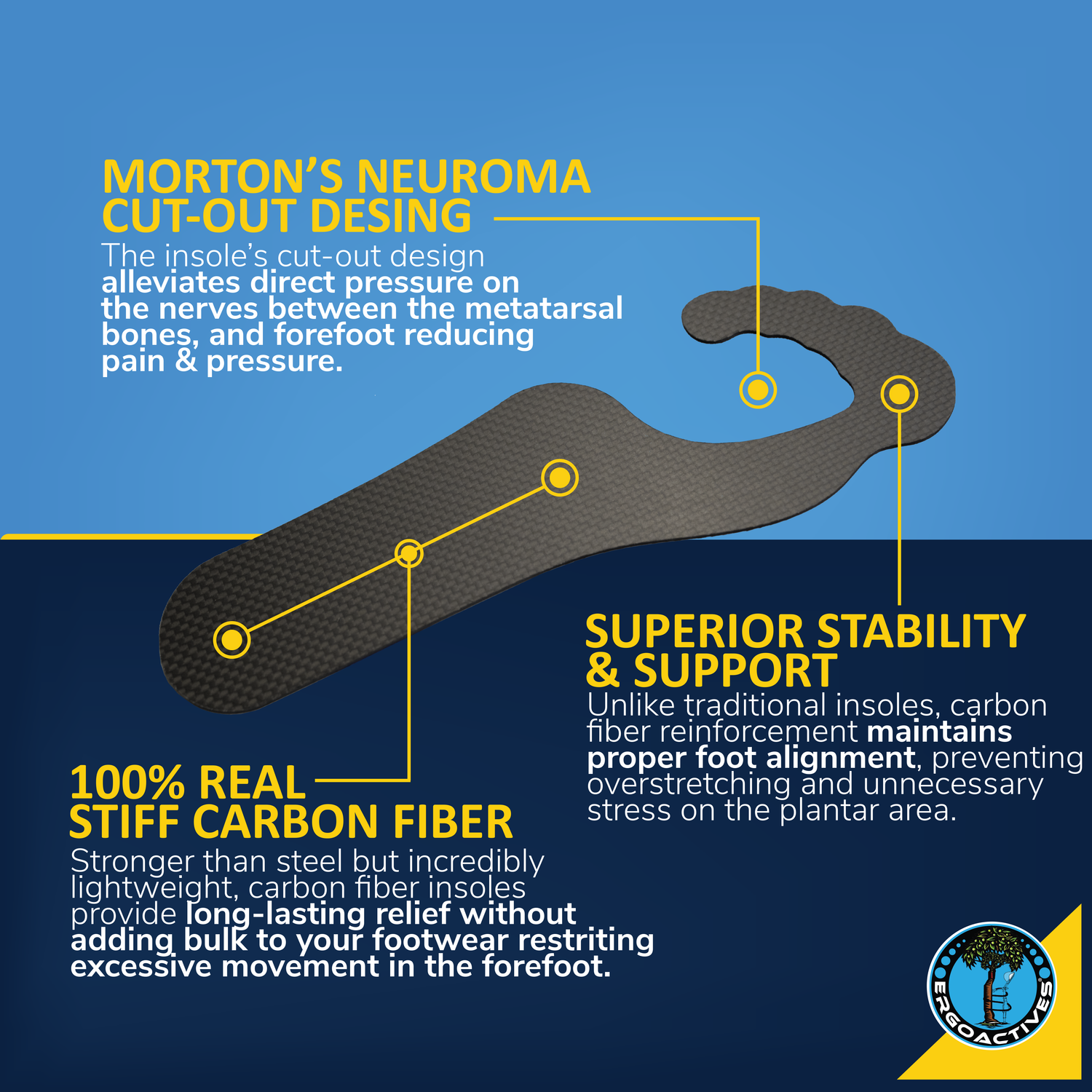 Ergoactives Carbon Fiber Insole (1 Pair-2 Units)