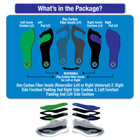 Ergo Carbon Fiber Insole Plus Edition (1 Unit), Rigid with Padding for Men and Women (Sizes M 9-12 and W 7-9)